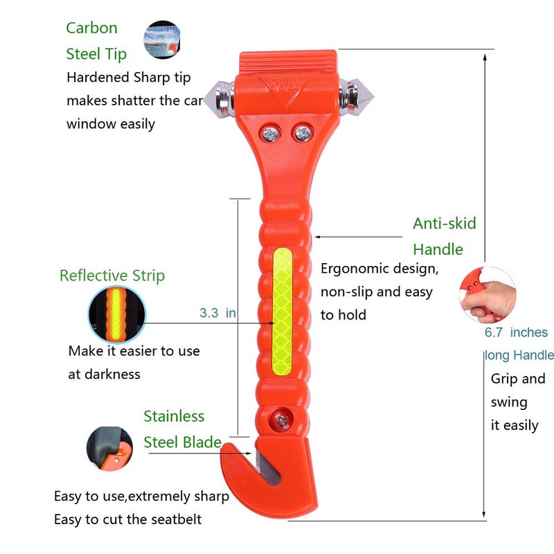 GoDeCho 4 PCS GoDeCho Car Emergency Escape Window Breaker and Seat Belt Cutter Hammer with Light Reflective Tape,Life Saving Survival Kit - Image 3